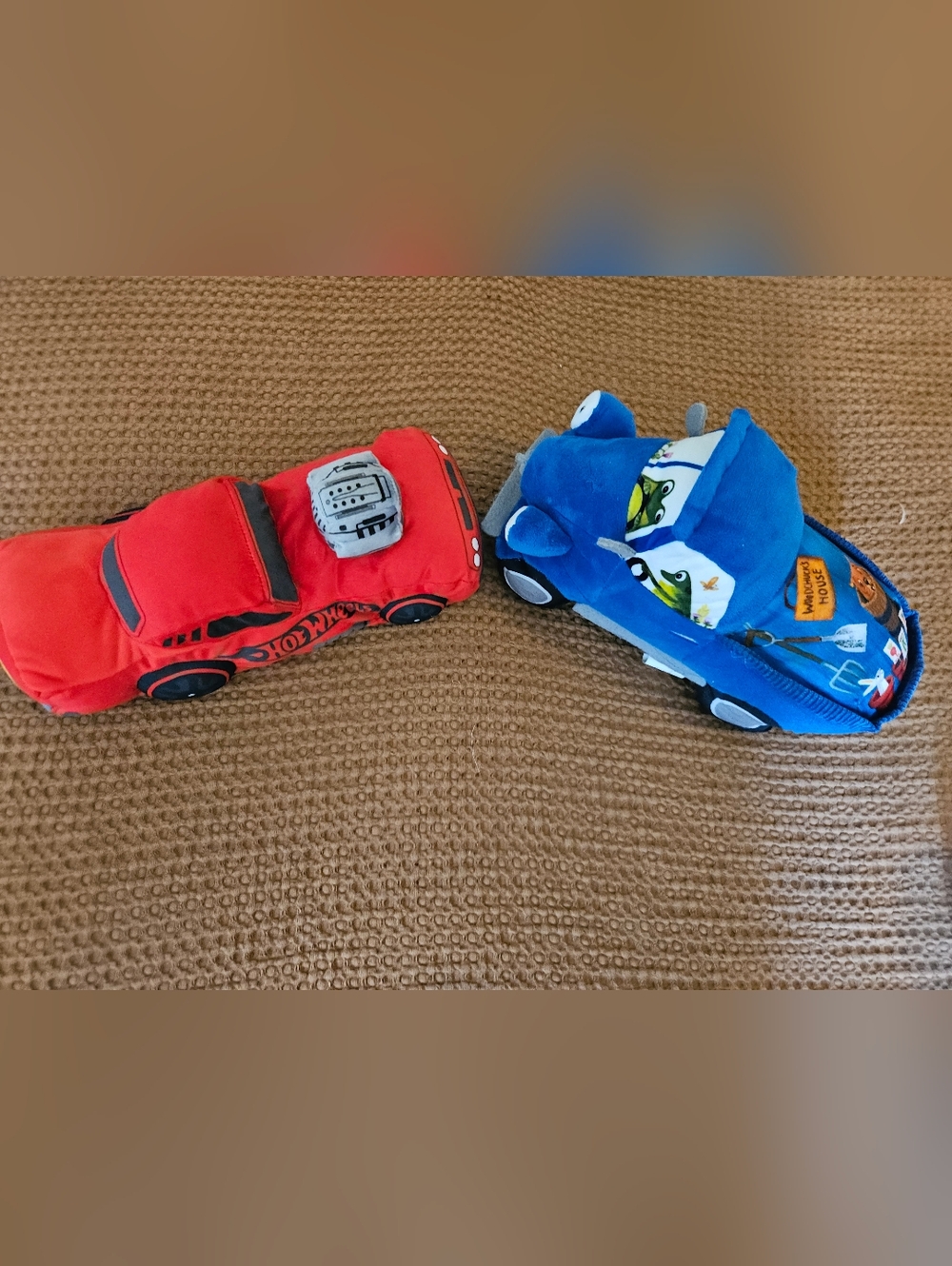 Plush Red Hot Wheels Race Car & Little Blue Truck Set - Kids Toys